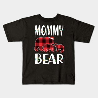 Mommy Bear Red Plaid Christmas Pajama Matching Family Gift Kids T-Shirt